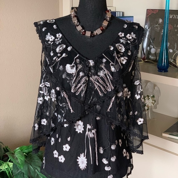 Kobi Halperin Black Embroidery Floral Blouse - Picture 5 of 14